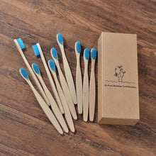 Load image into Gallery viewer, Novo design cor misturada escova de dentes de bambu eco amigável escova de dentes de madeira macia ponta de cerdas de carvão vegetal adultos escova de dentes cuidados orais
