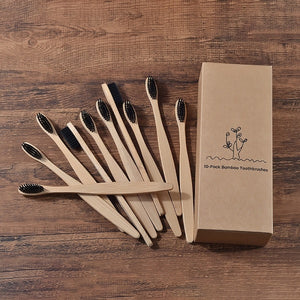 Novo design cor misturada escova de dentes de bambu eco amigável escova de dentes de madeira macia ponta de cerdas de carvão vegetal adultos escova de dentes cuidados orais