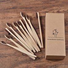 Load image into Gallery viewer, Novo design cor misturada escova de dentes de bambu eco amigável escova de dentes de madeira macia ponta de cerdas de carvão vegetal adultos escova de dentes cuidados orais
